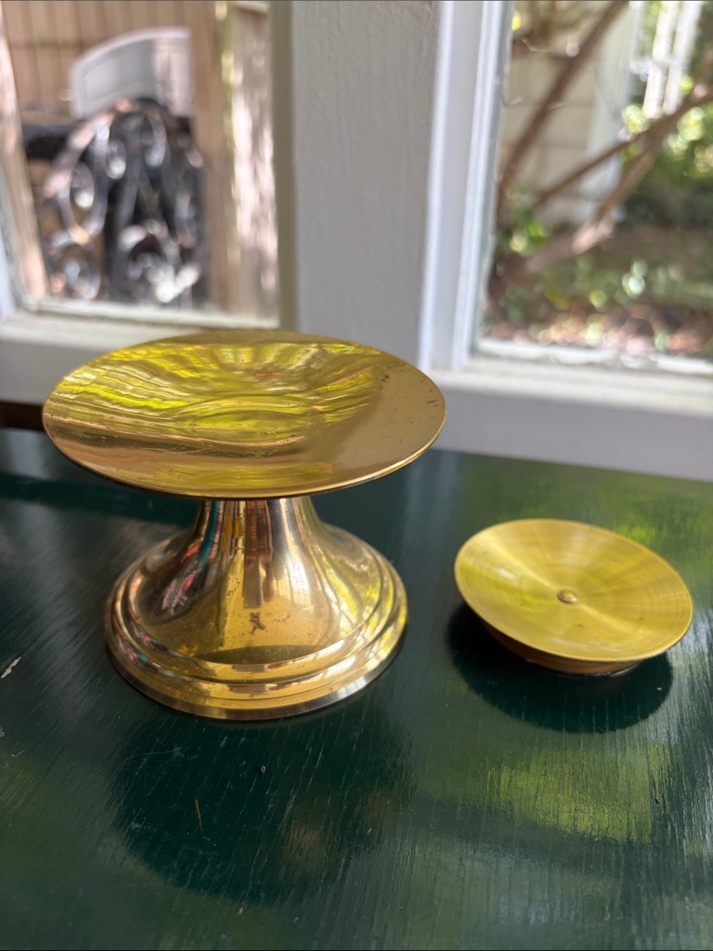 Vintage Brass Pedestal Candle Holder and smaller votive candle base